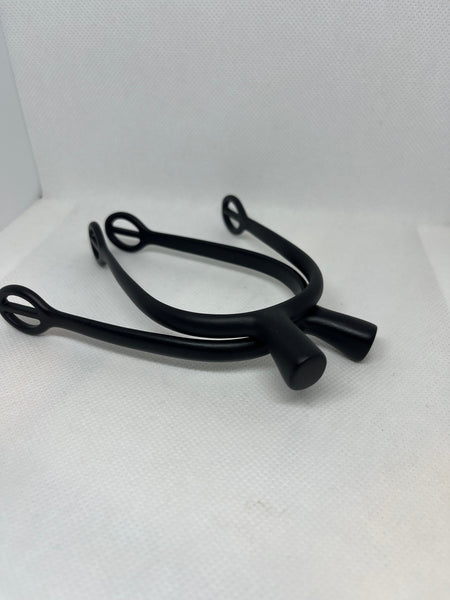 7/8” Large Oval Ended Flat Black Spurs